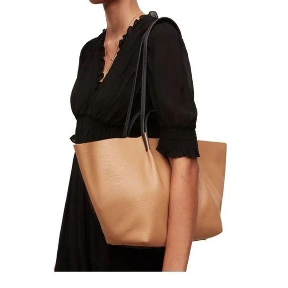 ALLSAINTS Leather Convertible Shoulder Tote Tan NWT